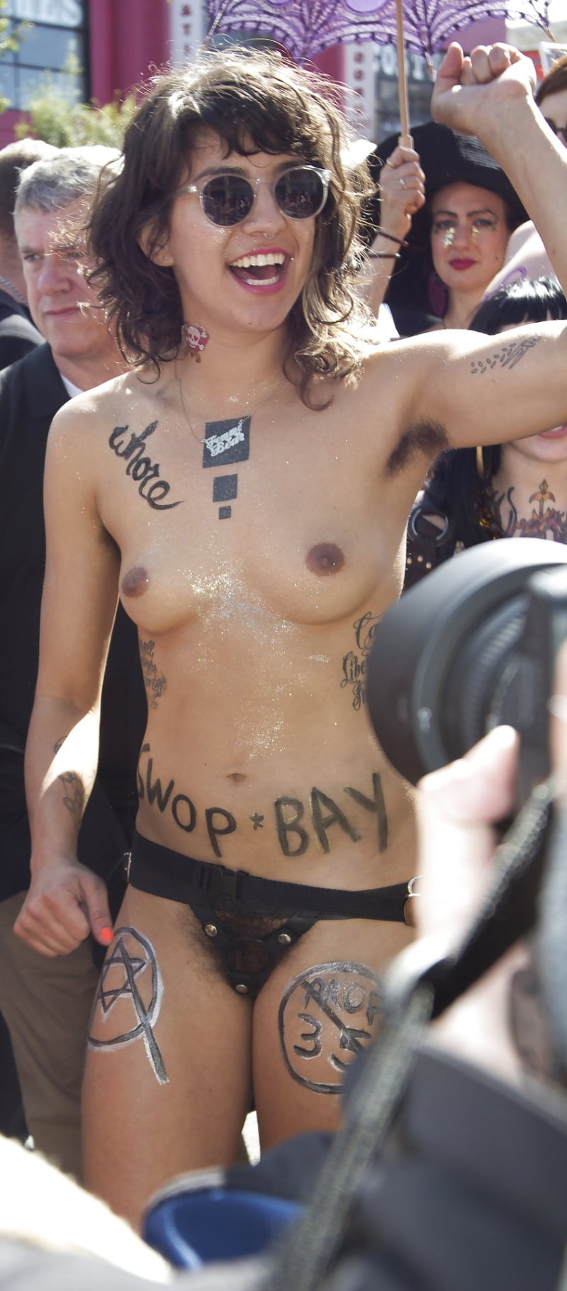 Demonstration of naked women