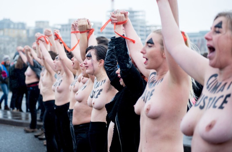 Protesting naked women