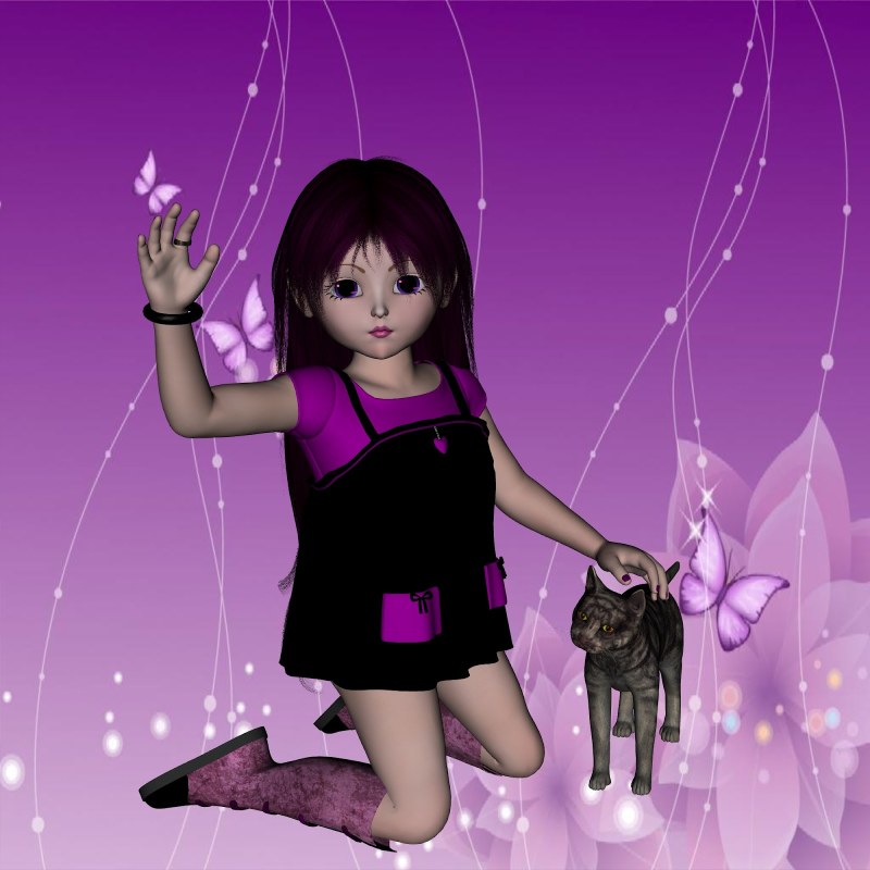 The little girl meets