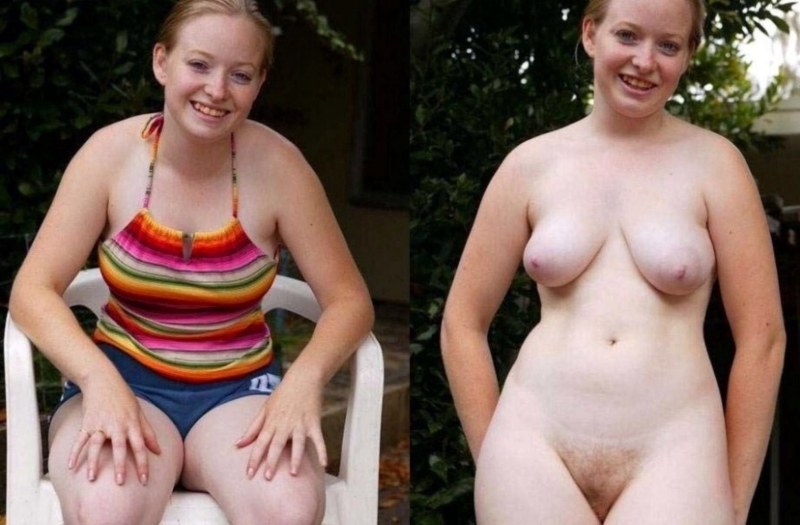 Dressed and stripped chubby teenagers