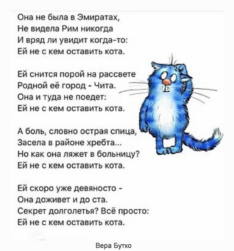 She has no one to leave the cat with a verse