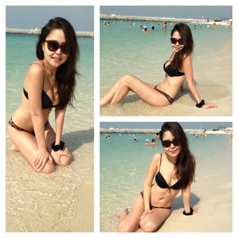 Asel Sadvakasov in a swimsuit