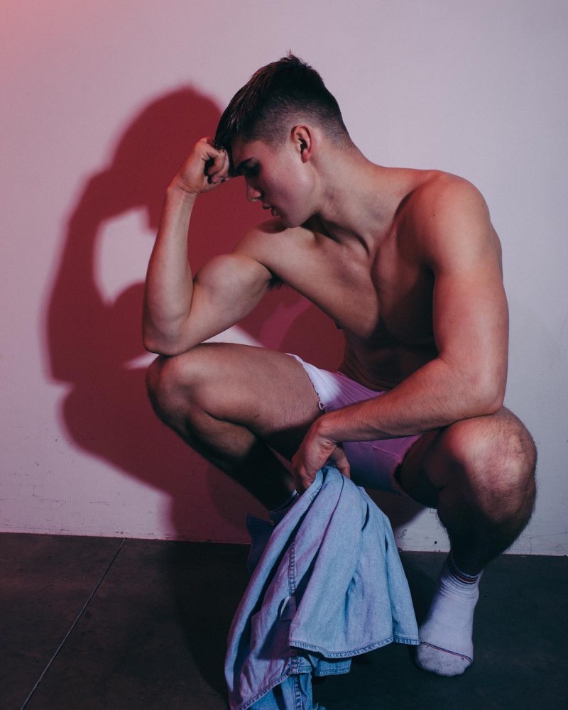 A woman on his knees