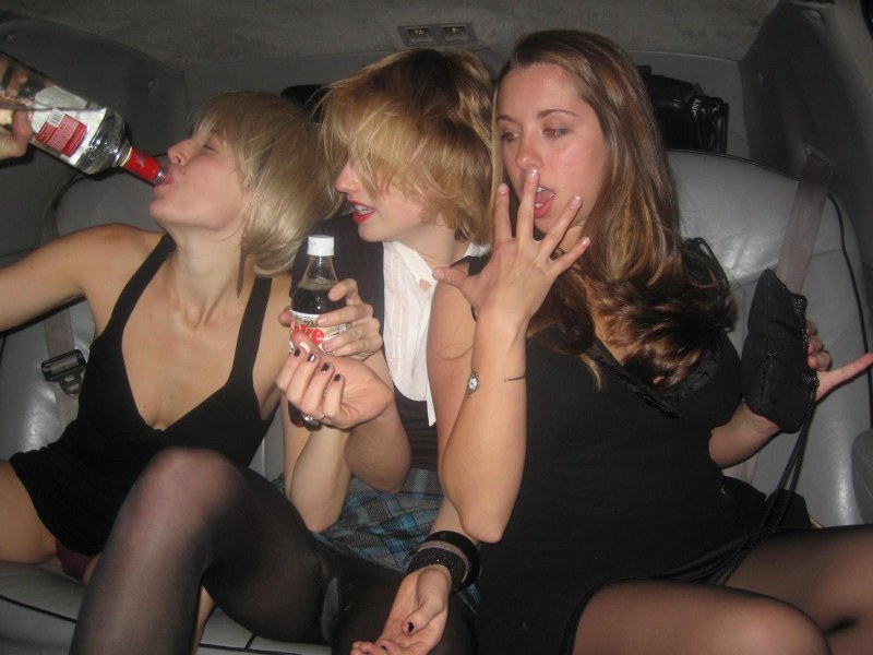 A beautiful drunk girl lies