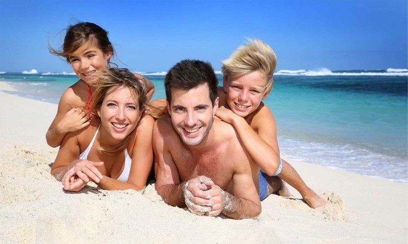 Family on the beach
