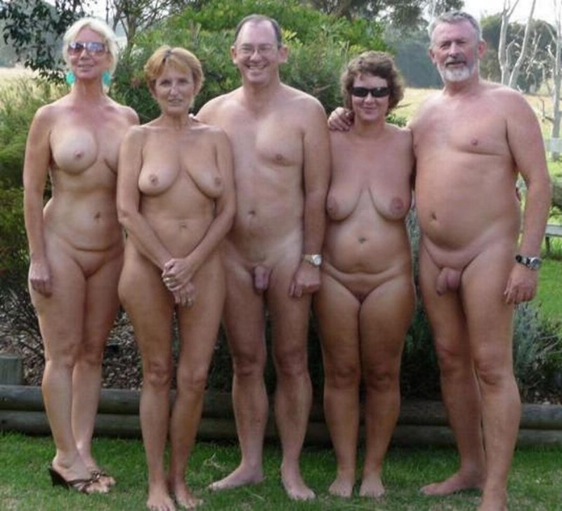 Mature and young nudists