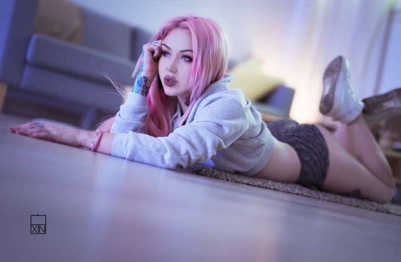 Girl with pink hair sexy