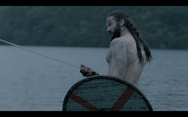 The naked warrior is red