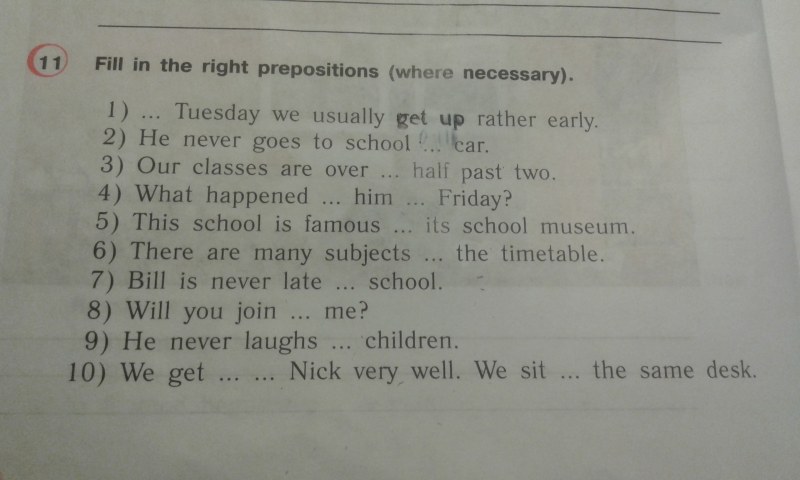 Text Fill in the Prepositions and Write