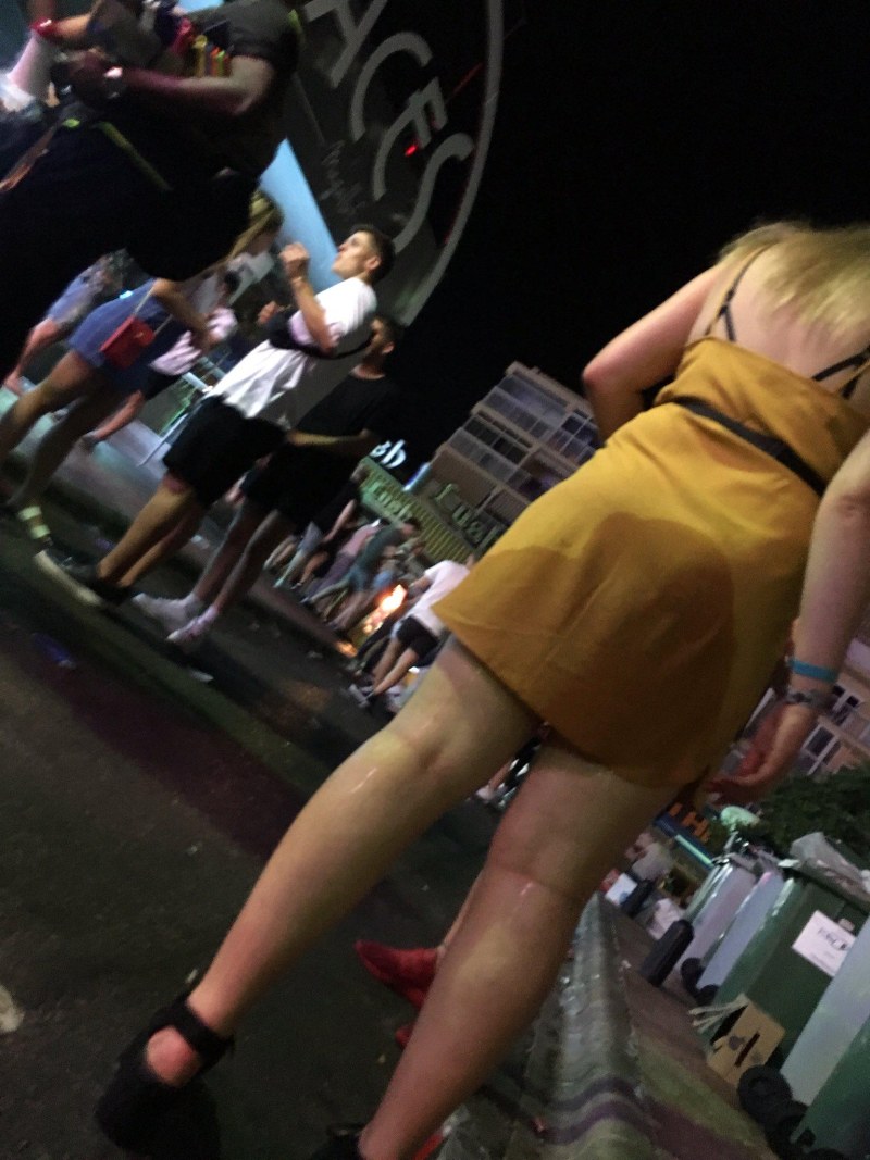 Wife in stockings on the street fuck