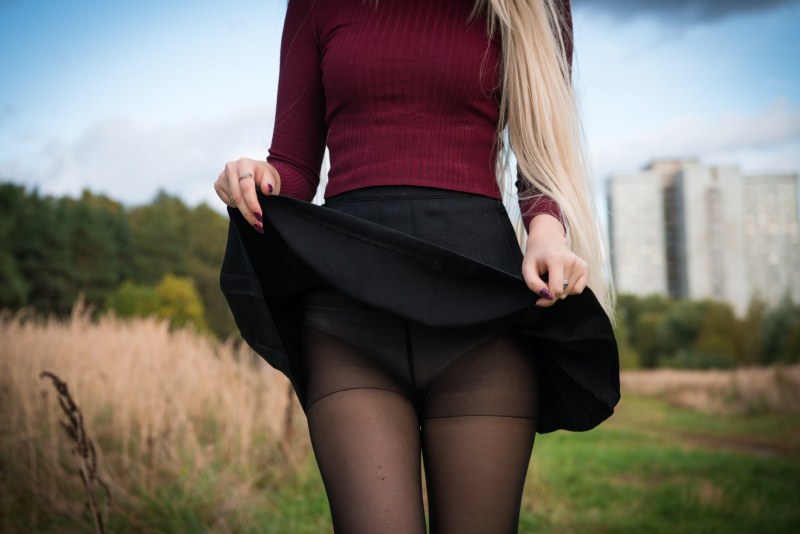 Schoolgirls in pantyhose without a skirt