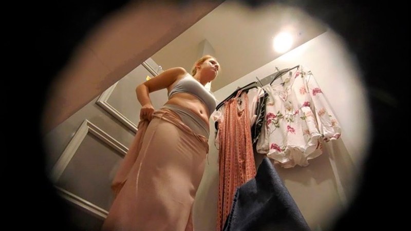 Megan Rhine in a dress without panties