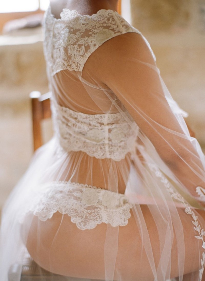 Bride underwear under the dress