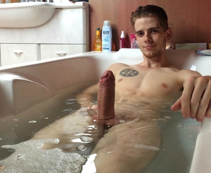 Man without panties in the bathroom