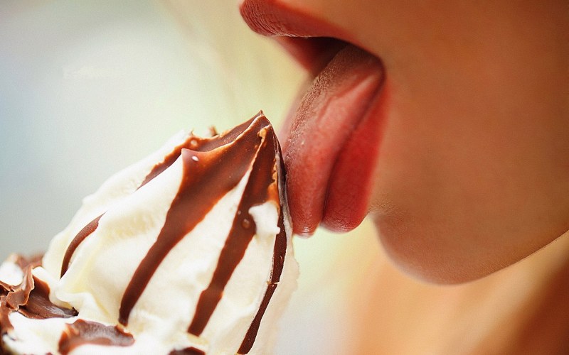 Licking ice cream