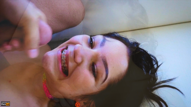 Girls cum in a plate with food