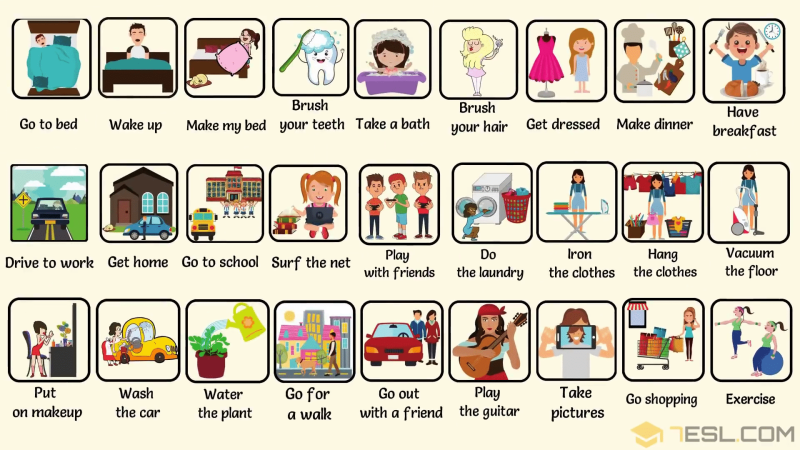 Cards with a daily routine for children