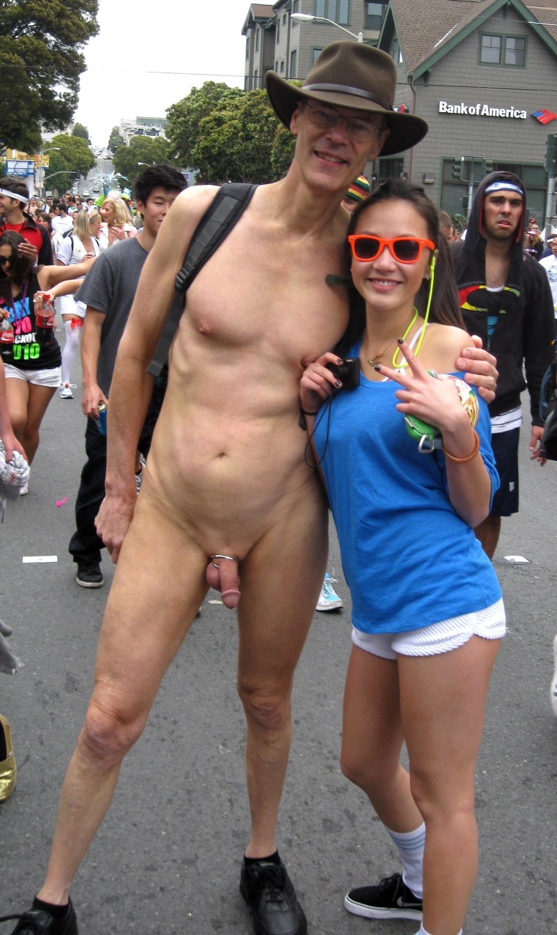 A man with an erection in public