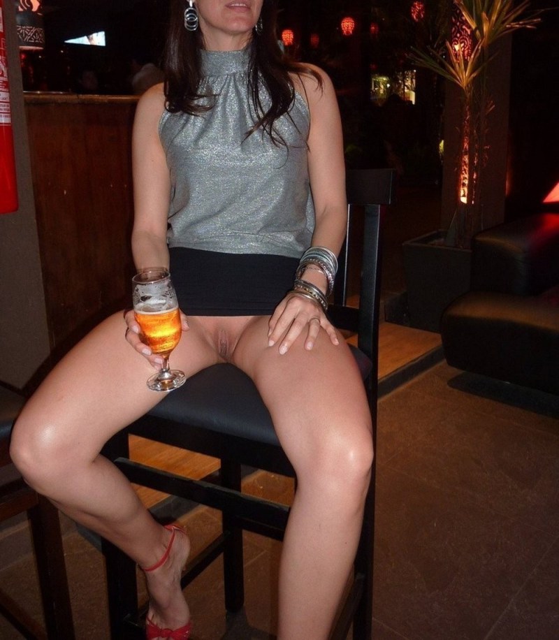 Girls without panties in a cafe