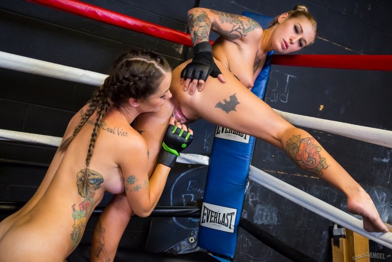 The struggle of naked women with men