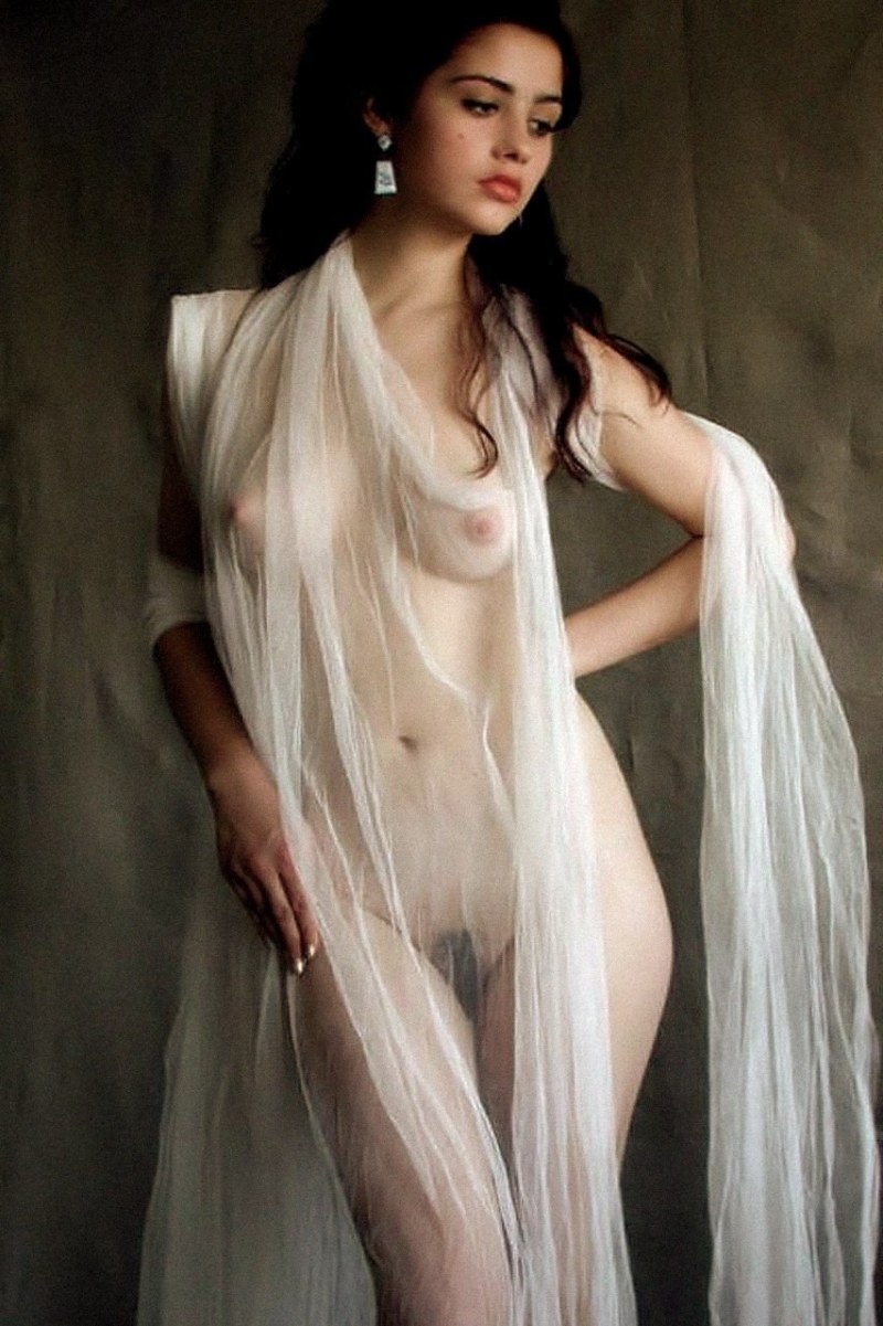 Mature in a transparent dress