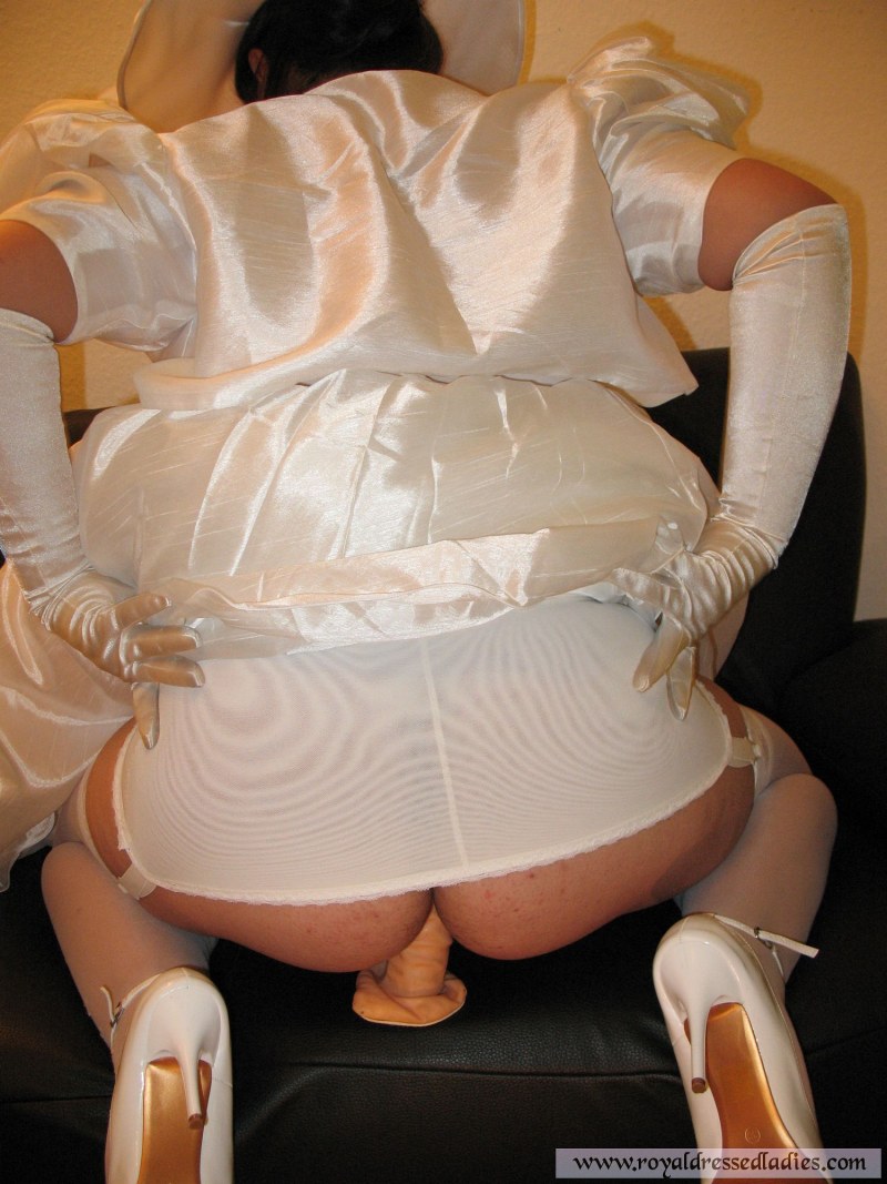 Thick bride Satin nylon fuck