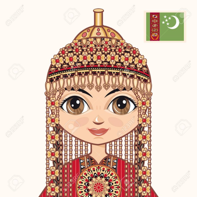National costume of Turkmen drawing