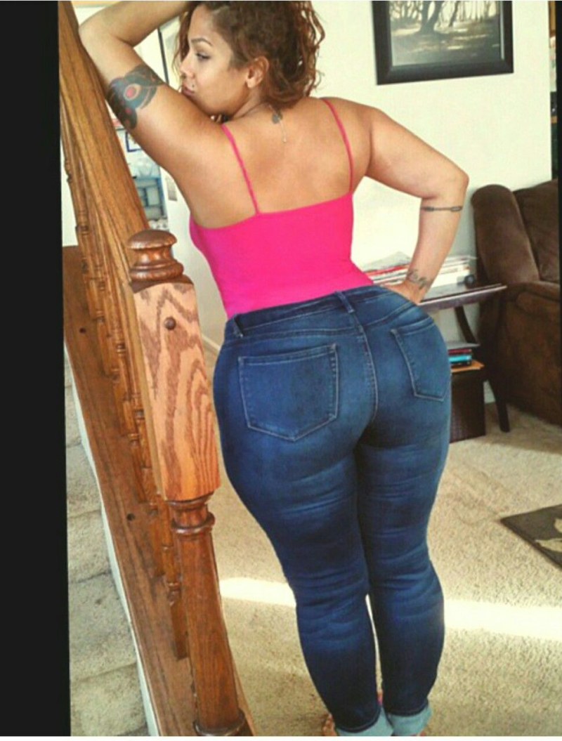 Brows of black women in jeans