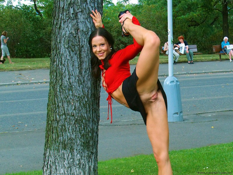 Naked female priests near the car