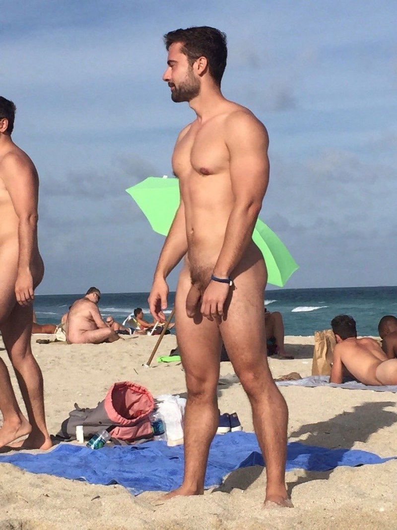 Men's nudity on the beach