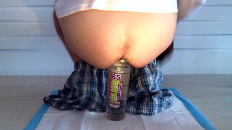 Anal fisting with a bottle of champagne