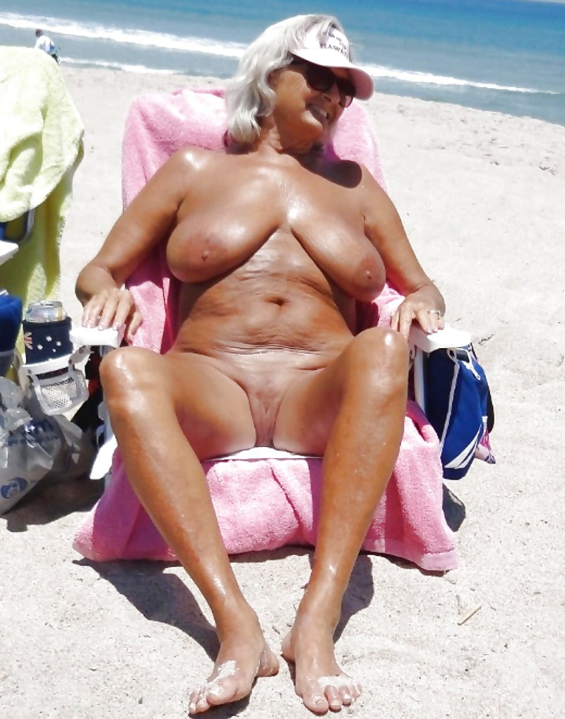 Grandmothers with big tits on the beach