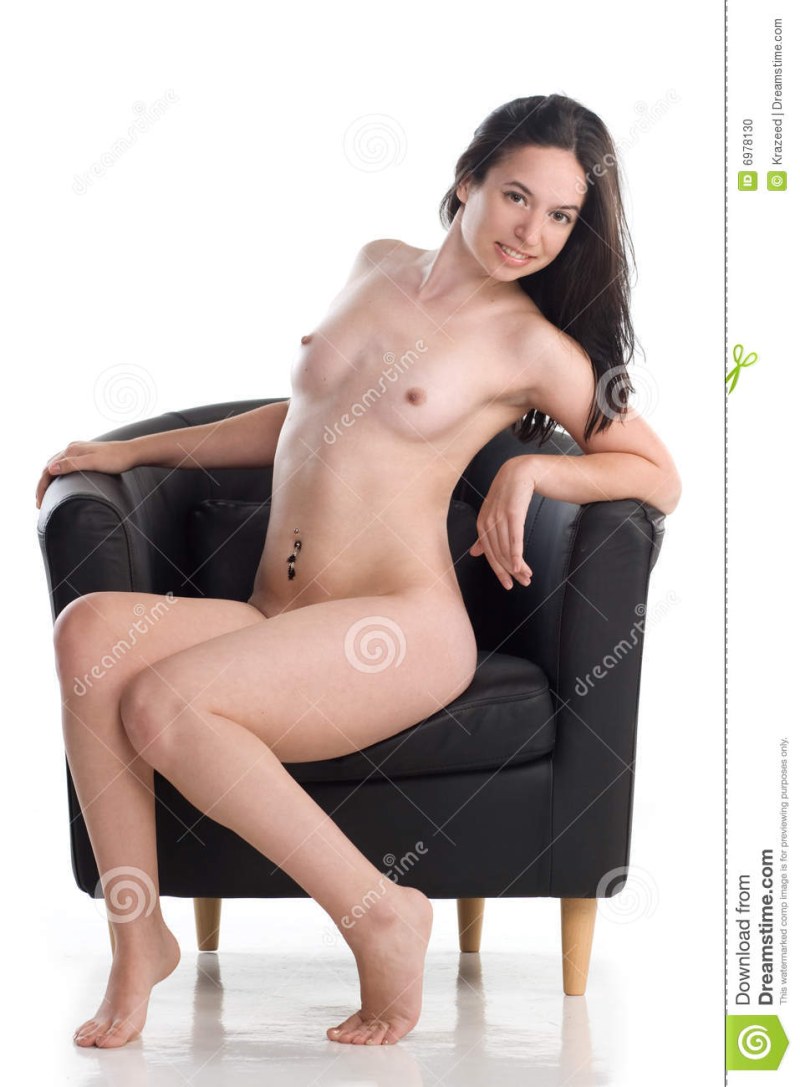 Naked posing in a chair
