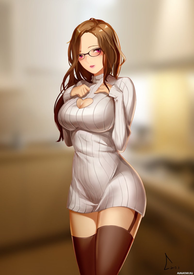 Anime girl with lush forms