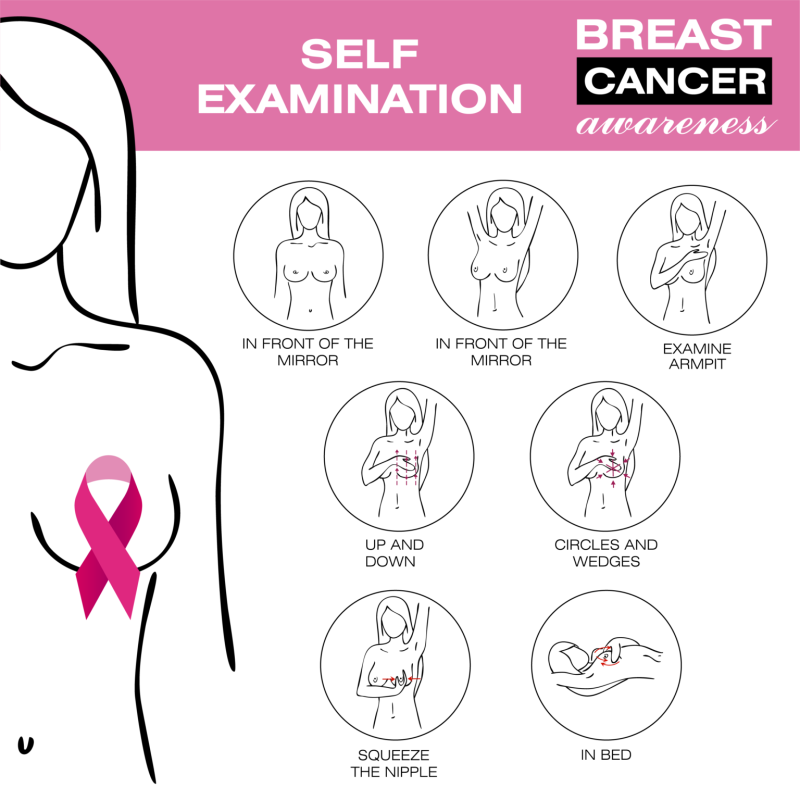 Self -examination of the mammary glands poster