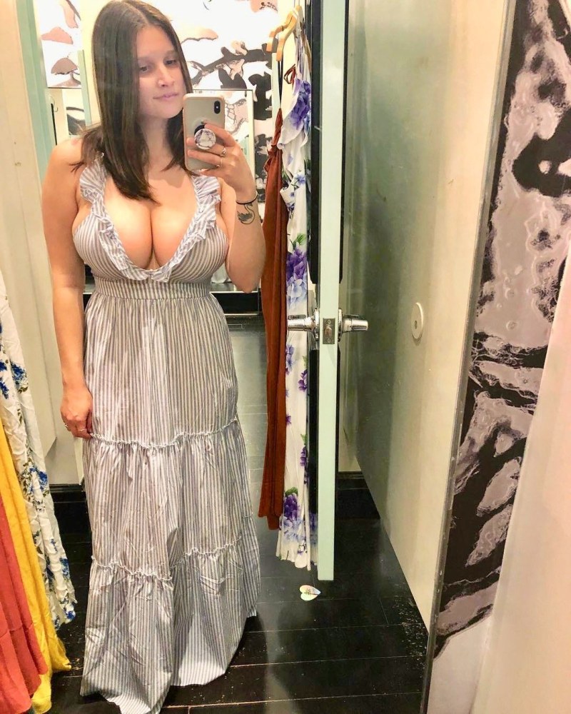 Big breasts in the dress homemade