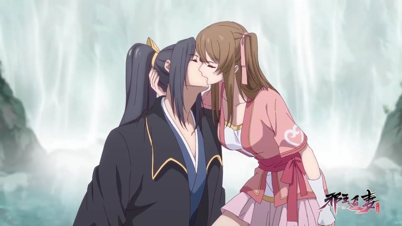 Passionate kisses in bed