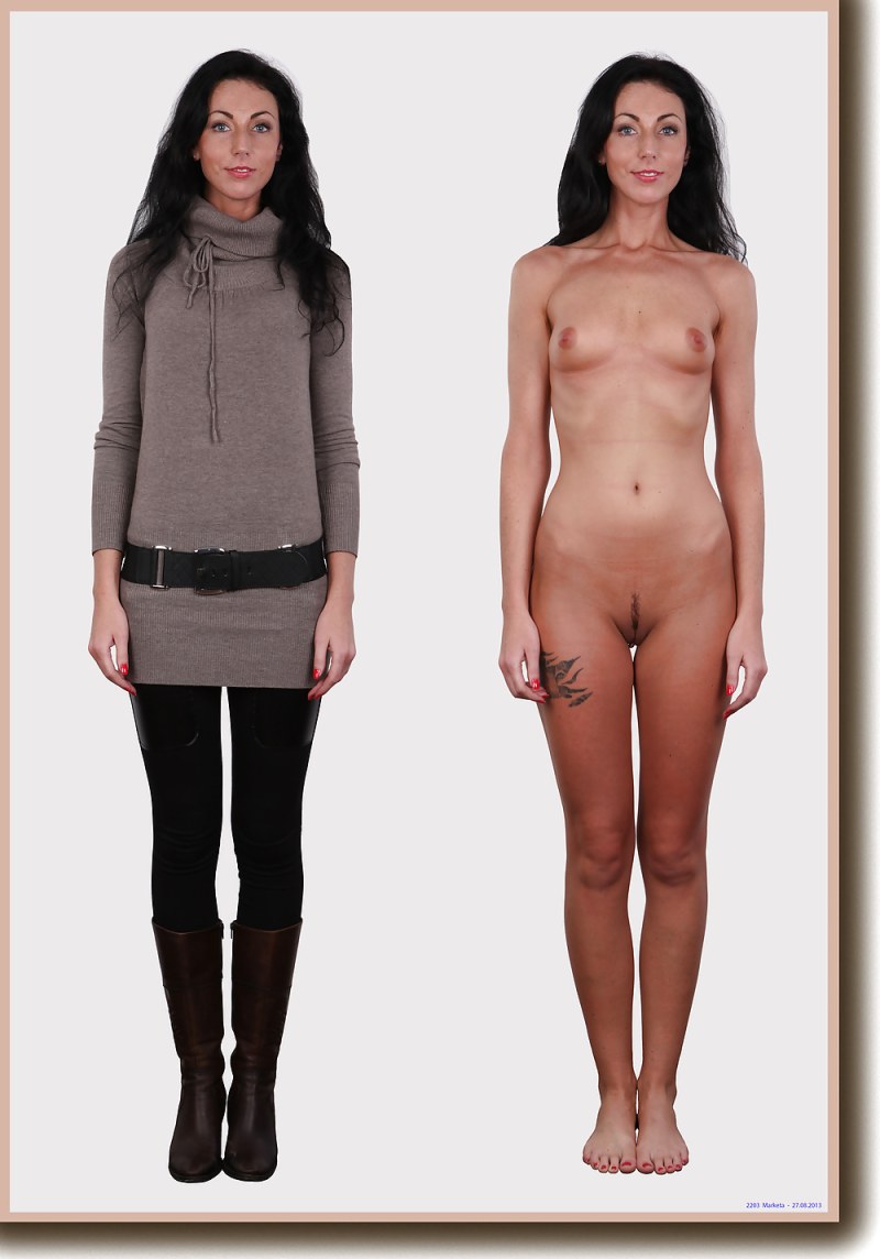 Girl in a dress and without a dress Clothed Unclothed Forest