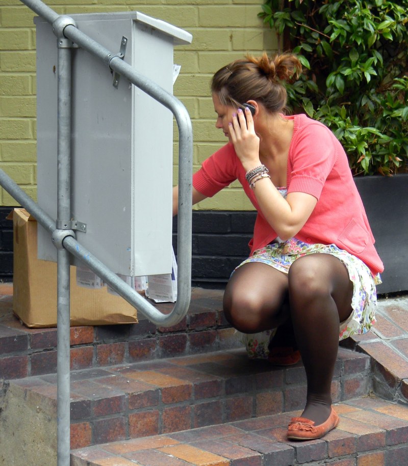 Mature under the skirt of white panties