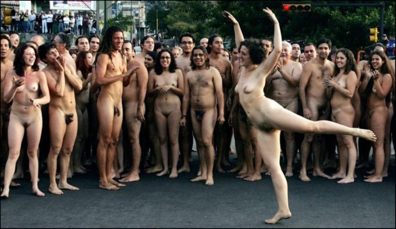 Naked women at a party