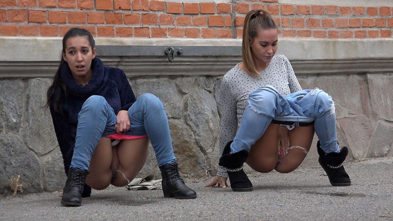 Dressed and striped mature aunts