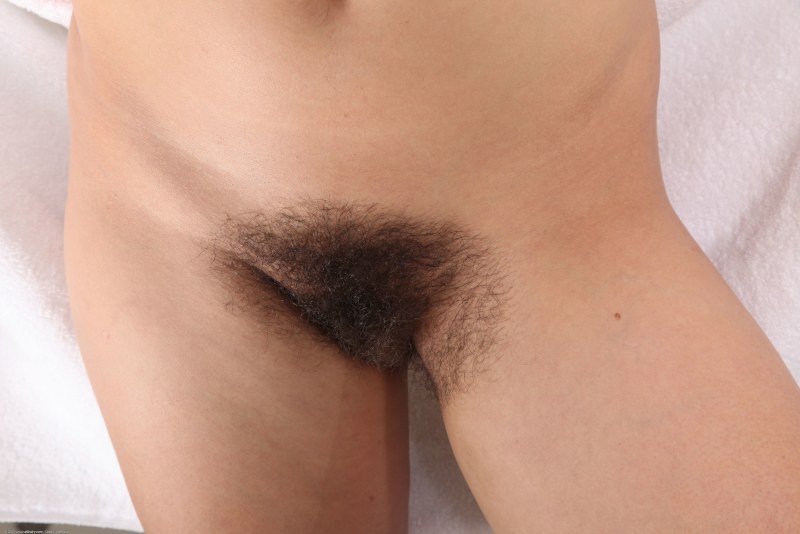 Blond hair on female pubis