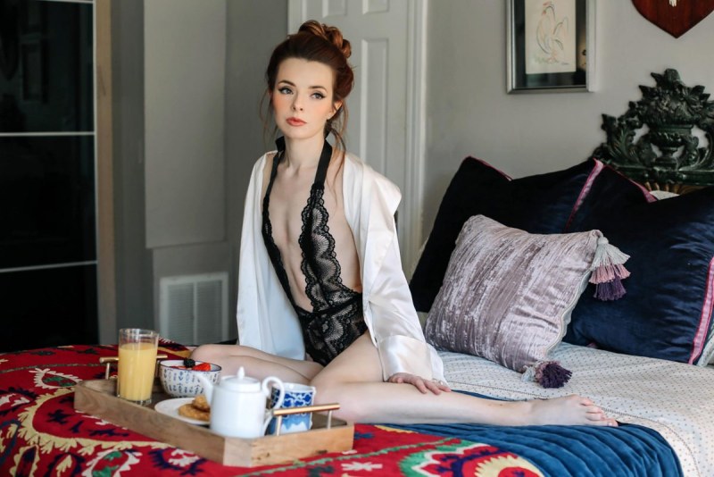 Naked elderly women in the garden