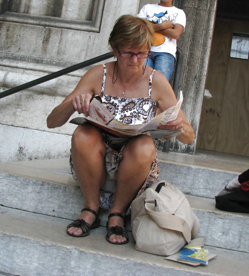 The legs of the girls in the train