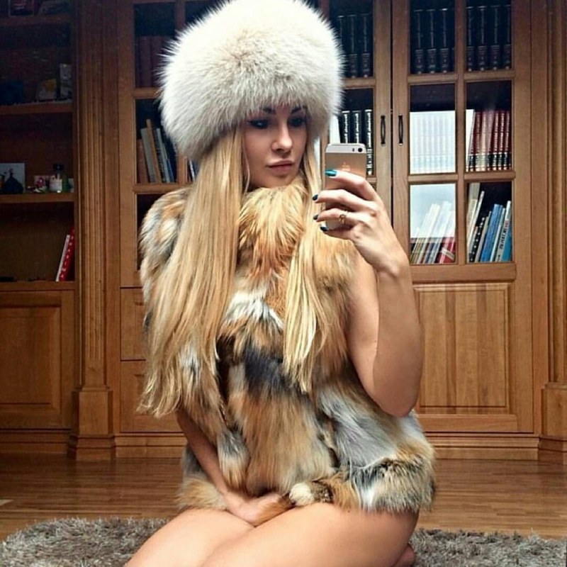 Laura Vartanyan in furs