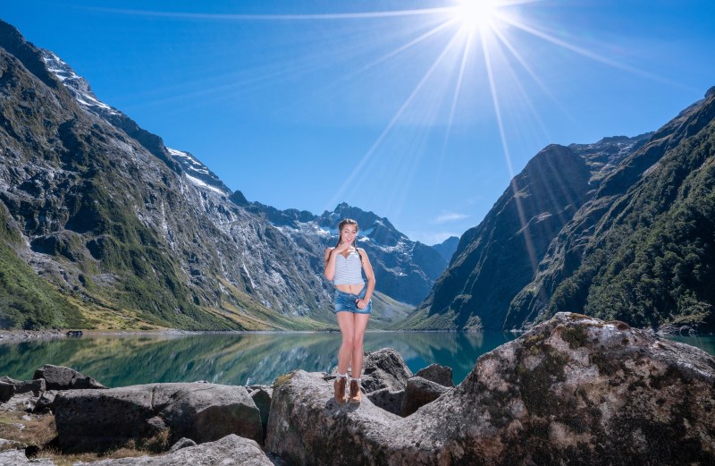 Beautiful woman in the mountains