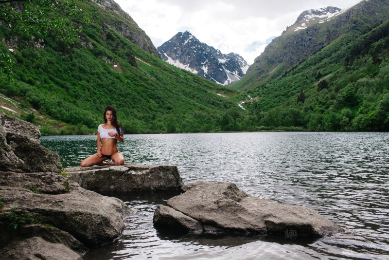 Girl in Mountain Lake