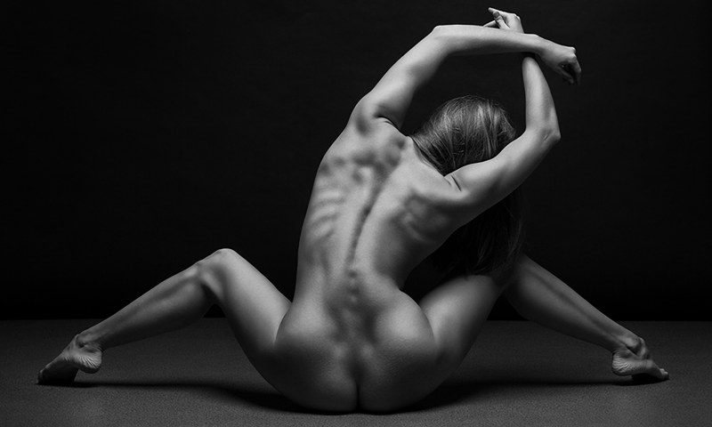 Naked slender brunette