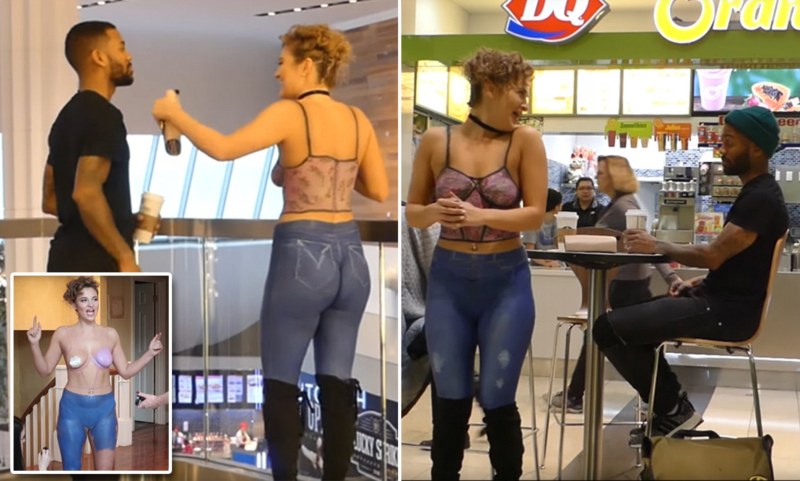 Skinny blonde in a swimsuit