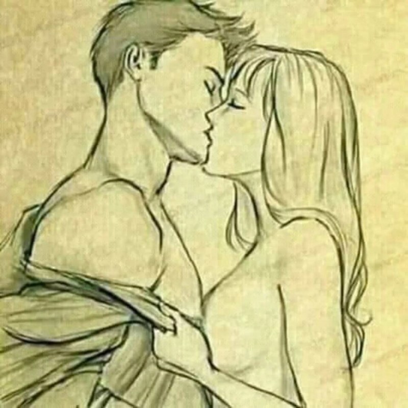 Romantic kiss in bed